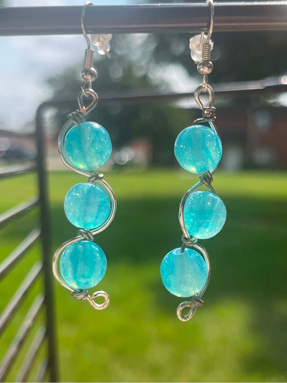 Handcrafted Blue Dangle Earrings